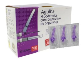 Agulha Hipodérmica Com Dispositivo De Segurança 20 X 0,55 Mm - 100 Unid - Descarpack